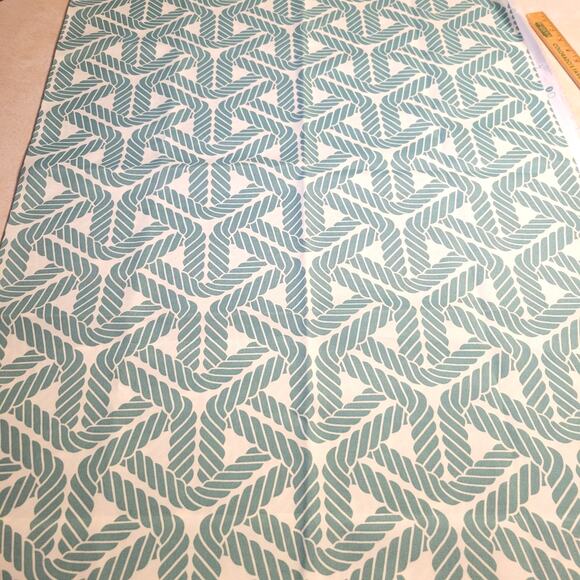 P/K Lifestyles Outdoor Screen Print Fabric Rope Design 54"x51" Cream Green - Picture 3 of 12